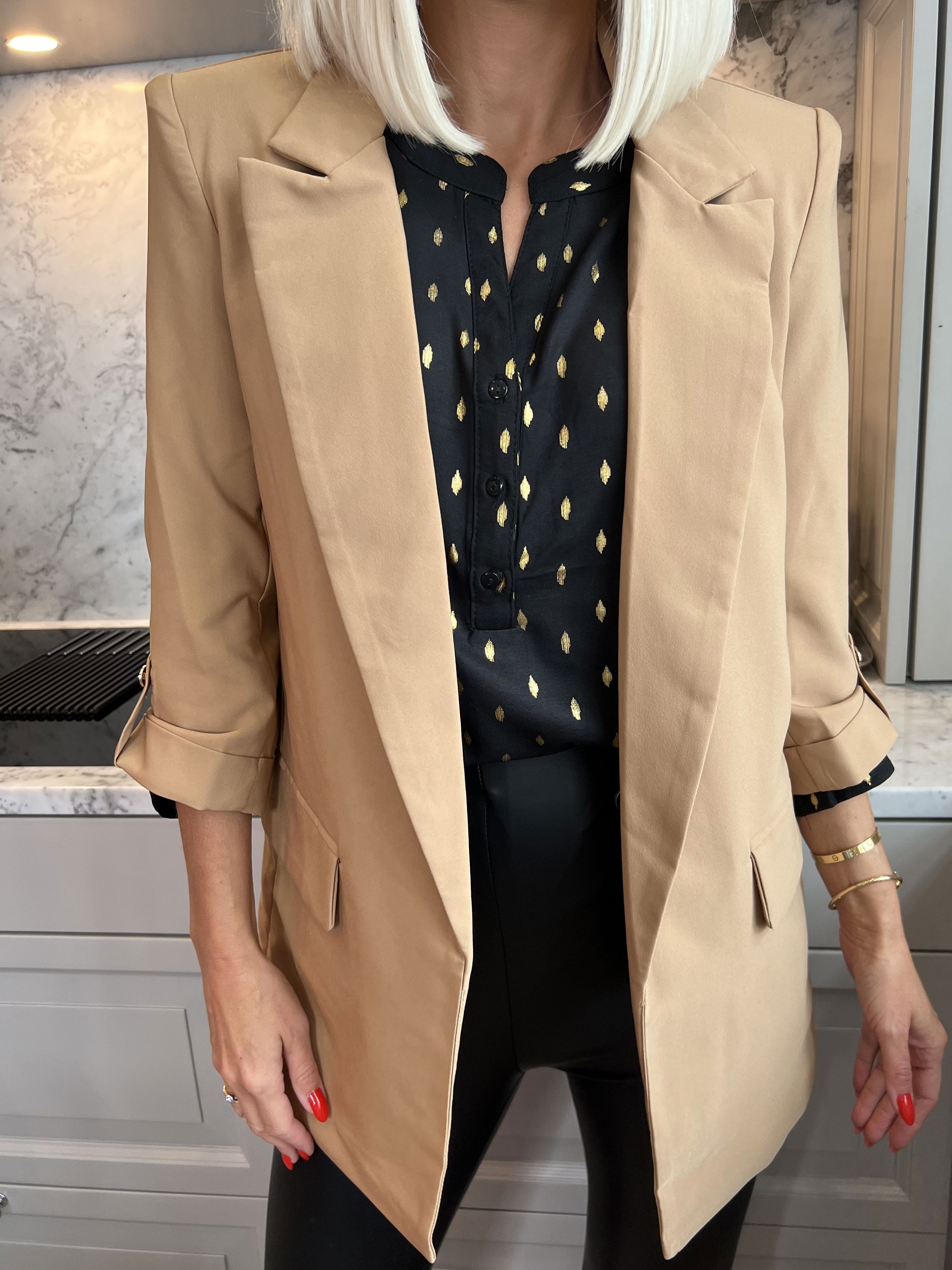 Mindy - Enfärgad blazer med 3/4 ärmar - Pink